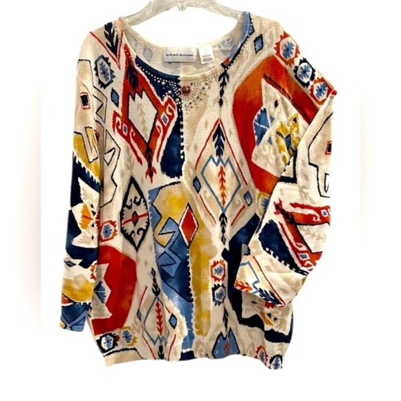 ALFRED DUNNER Colorful southwestern 🌻Geometric Patterned Sweater - Picture 9 of 10